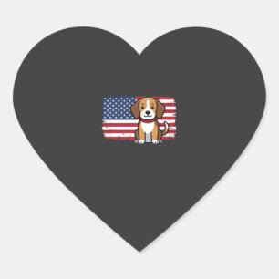 Amerikanischer Flaggenhund Patriotischer Vektor Herz-Aufkleber