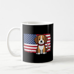 Amerikanischer Flaggenhund Patriotischer Vektor Kaffeetasse