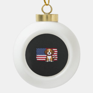 Amerikanischer Flaggenhund Patriotischer Vektor Keramik Kugel-Ornament