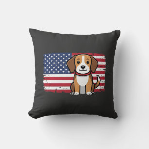 Amerikanischer Flaggenhund Patriotischer Vektor Kissen