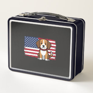 Amerikanischer Flaggenhund Patriotischer Vektor Metall Brotdose