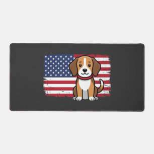 Amerikanischer Flaggenhund Patriotischer Vektor Schreibtischunterlage