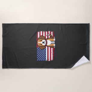 Amerikanischer Flaggenhund Patriotischer Vektor Strandtuch
