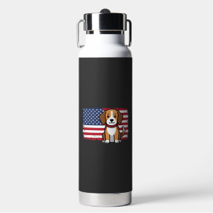 Amerikanischer Flaggenhund Patriotischer Vektor Trinkflasche