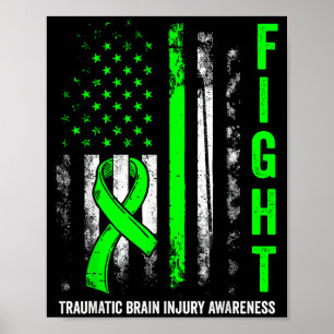Amerikanischer Flaggenkampf traumatische Hirnverle Poster