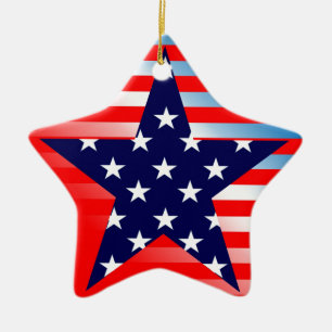 Amerikanischer Flaggenstern Keramik Ornament