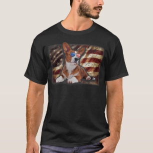Amerikanischer Flagpatriotischer Hund Corgi1456 T-Shirt