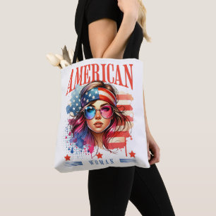 Amerikanischer Frau Patriotischer 4. Juli-Tote Bag Tasche