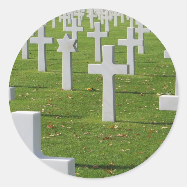 Amerikanischer Friedhof in der Normandie Runder Aufkleber (Vorderseite)