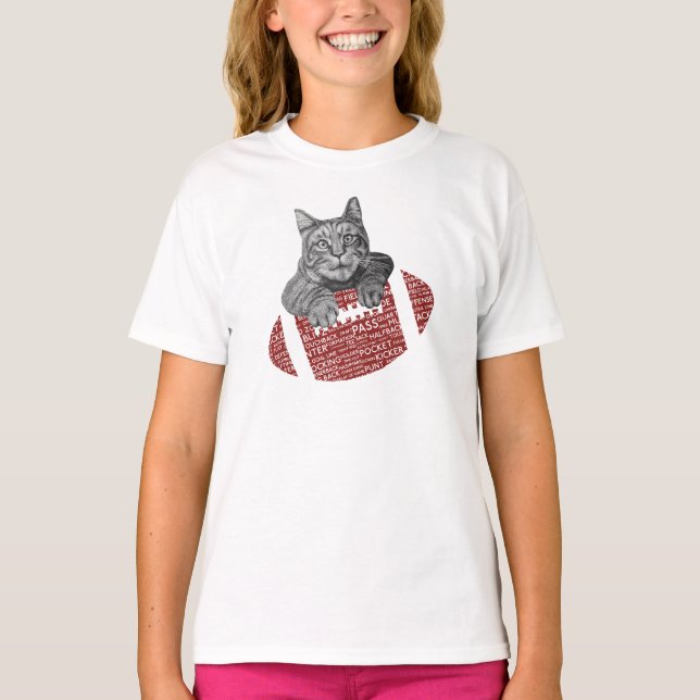 Amerikanischer Fußball-liebevolle Katze T-Shirt (Vorderseite)