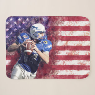 Amerikanischer Fußball-Spieler u. Flagge Sherpadecke