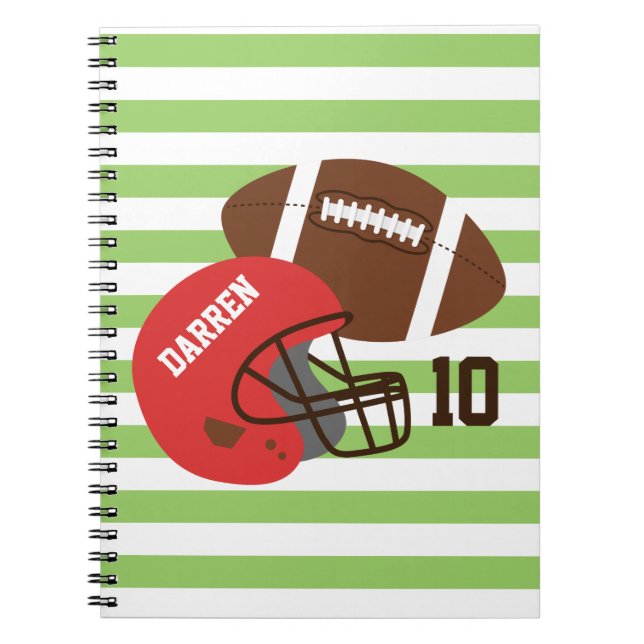Amerikanischer Fußball und roter Sturzhelm Notizblock (Vorderseite)
