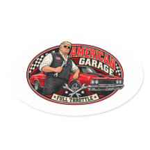 Amerikanischer Garage Full Throttle Oval Aufkleber