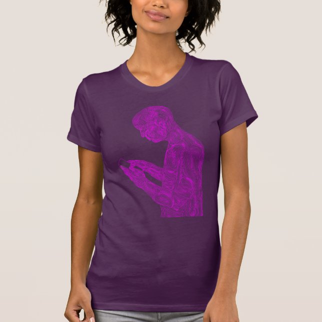 Amerikanischer Gebets-Frauen (Aubergine mit Rosa) T-Shirt (Vorderseite)