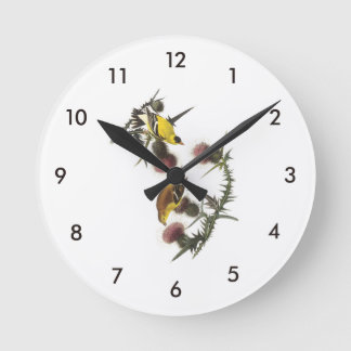 Amerikanischer Goldfinch durch Audubon Runde Wanduhr