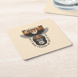 Amerikanischer Gorilla-Motorrad-Vintage-Biker-Adle Rechteckiger Pappuntersetzer