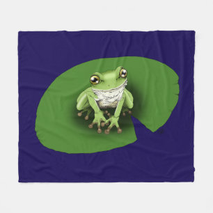 Amerikanischer Grüner Laubfrosch Seerosenblatt Fleecedecke
