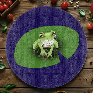 Amerikanischer Grüner Laubfrosch Seerosenblatt Schneidebrett