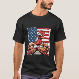 Amerikanischer Hahn Huhn Maskottchen USA-Flagge T-Shirt