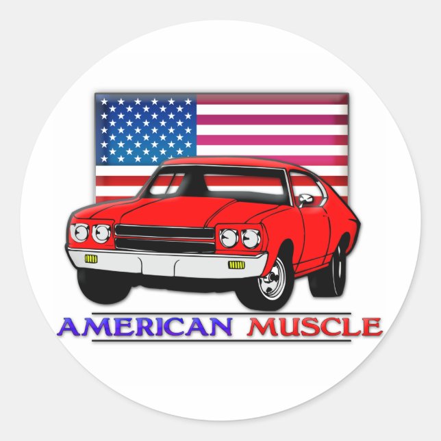 Amerikanischer hergestellter Muskel Runder Aufkleber (Vorderseite)