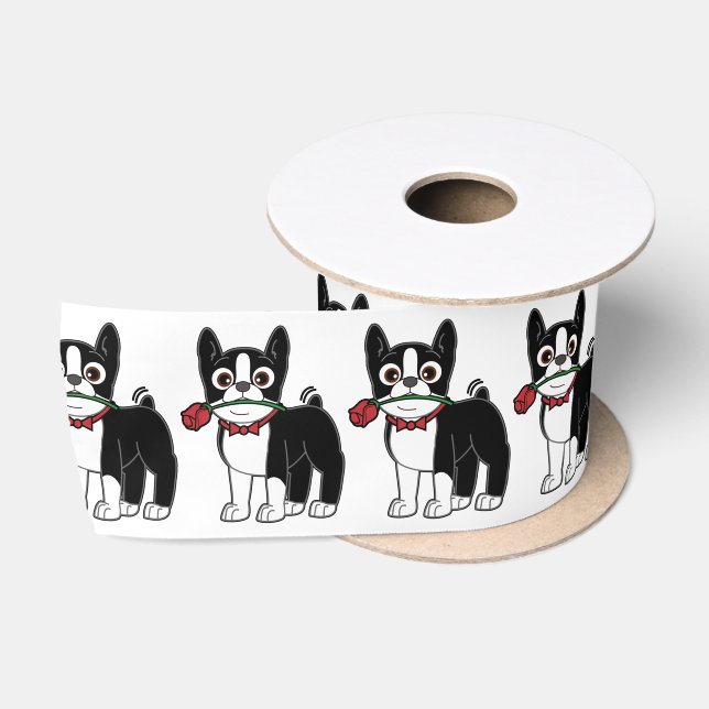Amerikanischer Herr Bostons Terrier 3 Zoll Satinband (Spule)