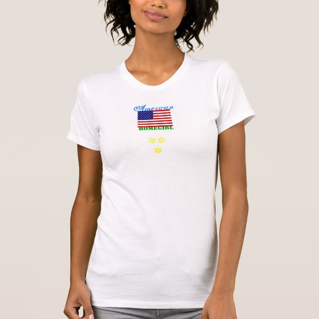 amerikanischer Homegirl + US-Flagge T-Shirt (Vorderseite)