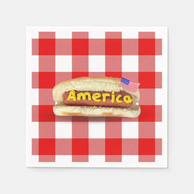 Amerikanischer Hot Dog auf Buffalo Kariert Serviette (Vorderseite)