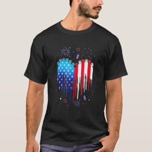 Amerikanischer Hund Katze USA-Flagge abgenutzt 4. T-Shirt
