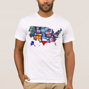 Amerikanischer Karten-Staat kennzeichnet Mosaik T-Shirt