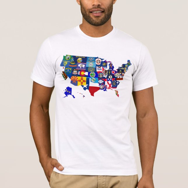 Amerikanischer Karten-Staat kennzeichnet Mosaik T-Shirt (Vorderseite)