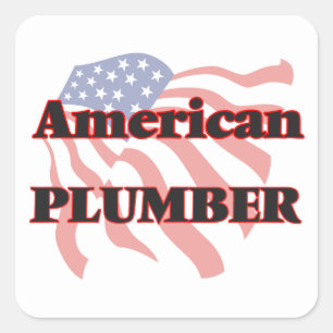Amerikanischer Klempner Quadratischer Aufkleber