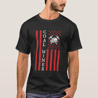 Amerikanischer Kohlebergmann USA-Flagge Bergbau Be T-Shirt