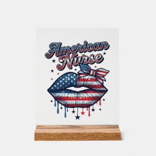 Amerikanischer Krankenpfleger Patriotische Lippen Acrylschild