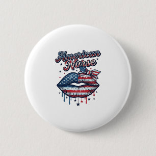 Amerikanischer Krankenpfleger Patriotische Lippen Button