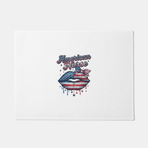 Amerikanischer Krankenpfleger Patriotische Lippen Fußmatte