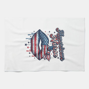 Amerikanischer Krankenpfleger Patriotische Lippen  Geschirrtuch
