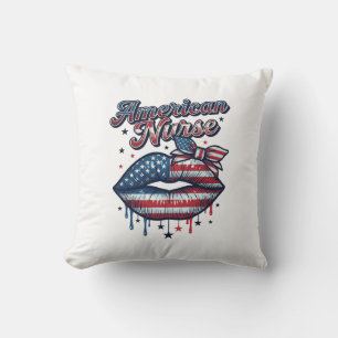 Amerikanischer Krankenpfleger Patriotische Lippen Kissen