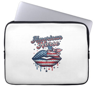 Amerikanischer Krankenpfleger Patriotische Lippen Laptopschutzhülle