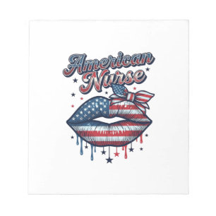 Amerikanischer Krankenpfleger Patriotische Lippen Notizblock