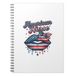 Amerikanischer Krankenpfleger Patriotische Lippen  Notizblock