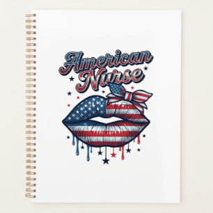 Amerikanischer Krankenpfleger Patriotische Lippen Planer