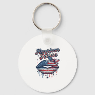 Amerikanischer Krankenpfleger Patriotische Lippen Schlüsselanhänger