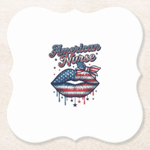 Amerikanischer Krankenpfleger Patriotische Lippen Untersetzer