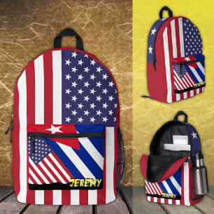amerikanischer/kubanischer Rucksack, patriotisch,  Bedruckter Rucksack