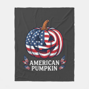 Amerikanischer Kürbis Halloween USA-Flagge Sterne Fleecedecke