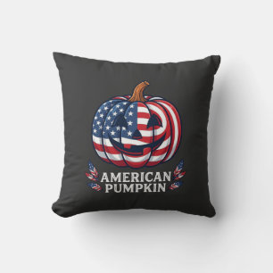Amerikanischer Kürbis Halloween USA-Flagge Sterne Kissen