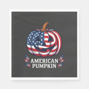 Amerikanischer Kürbis Halloween USA-Flagge Sterne Serviette