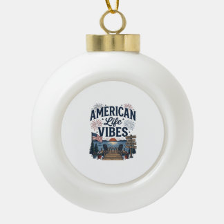 Amerikanischer Lebensstil Vibes Patriotischer See  Keramik Kugel-Ornament