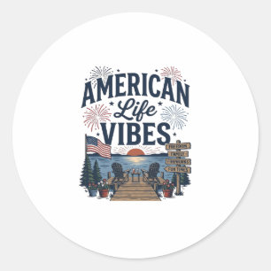 Amerikanischer Lebensstil Vibes Patriotischer See Runder Aufkleber