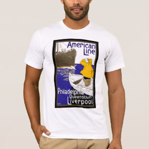 Amerikanischer Liniensegler in einem Boot trifft a T-Shirt